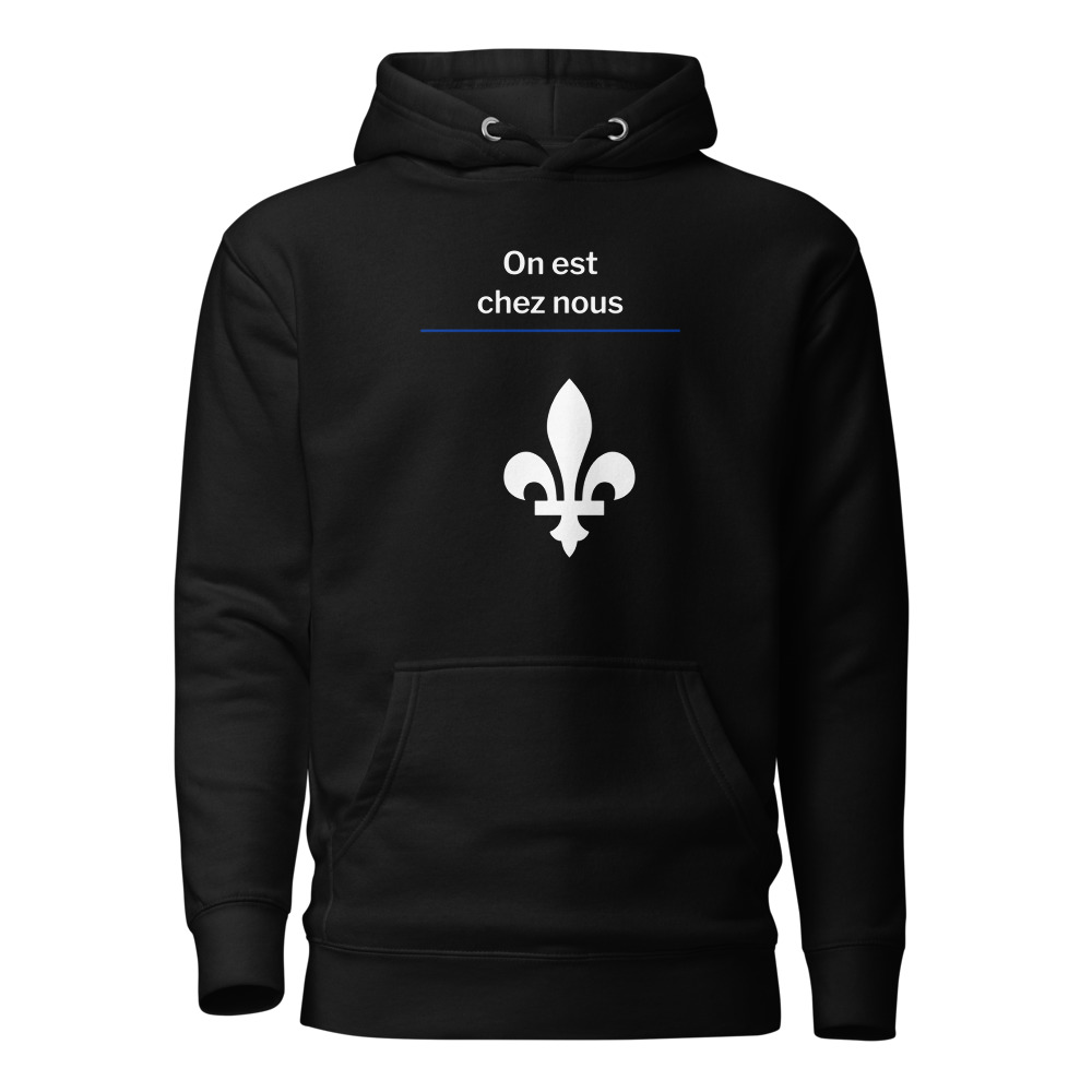 Hoodie Urbain, noir, On est chez nous et fleur.
