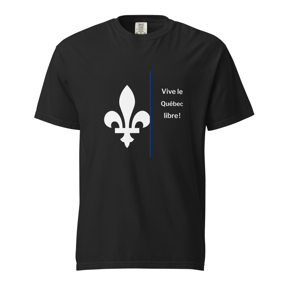 Tee Urbain, noir, fleur et Vive le Québec libre!